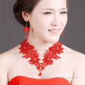 MYLOVE Chinese style lace jewelry set bride red necklace fabric MLT015